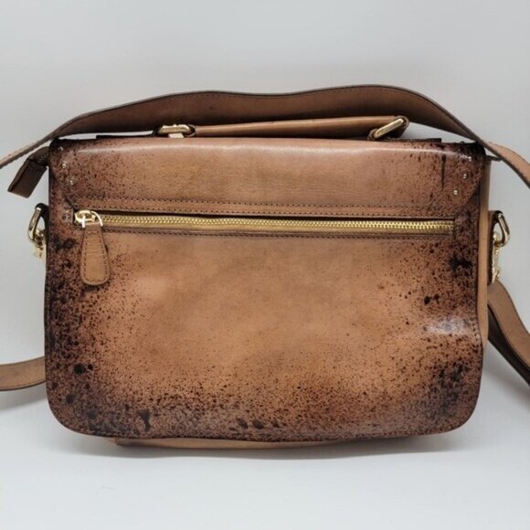 Crest by Olivia Miller Tan Cowhide Studded Embellished Handbag Long Strap Purse - Picture 4 of 9